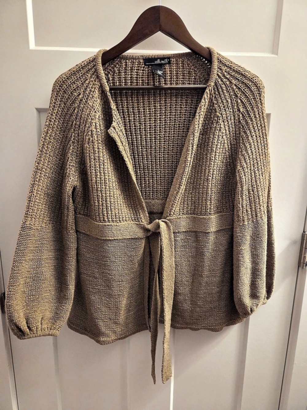 Willi Smith Women's Tie-Front Cardigan in Brown Size Medium